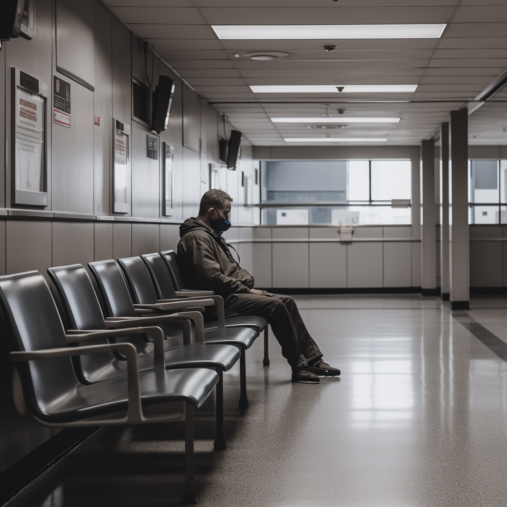 A person waiting in a hospital waiting room